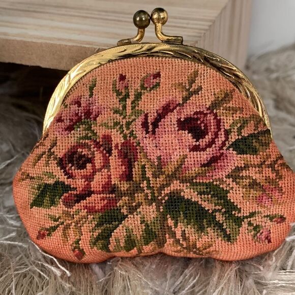 Vintage 1930's Jolles Made In Austria Floral Tapestry Evening Bag And Coin Purse - Picture 14 of 16
